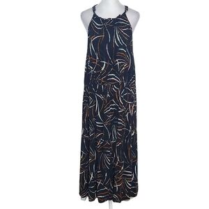 Ava & Viv Black Print Midi Dress Size 1X Plus Size Boho Midi Dress